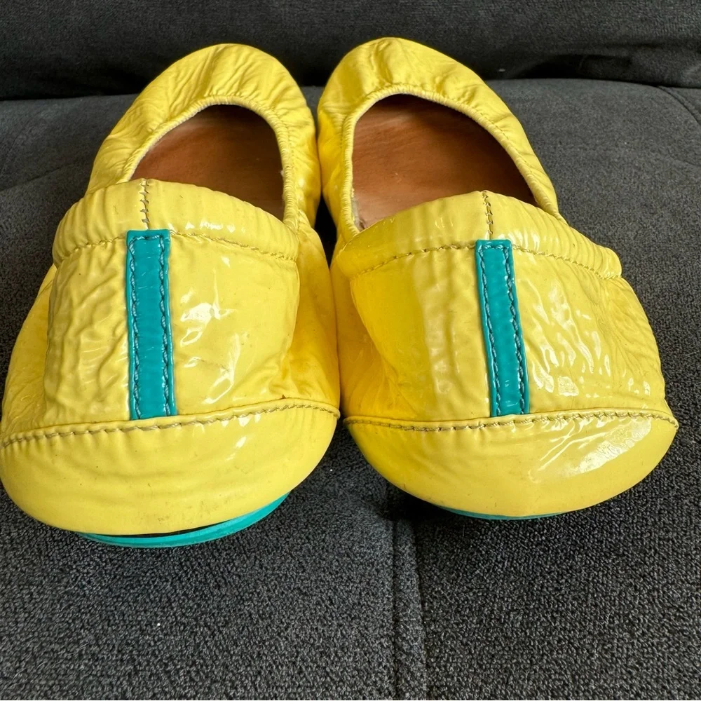 Tieks Yellow Flats with Green Soles - Picture 7 of 14
